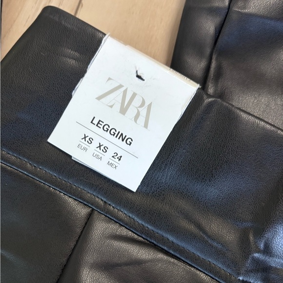 Zara Dark Faux Leather Leggings - Picture 2 of 4